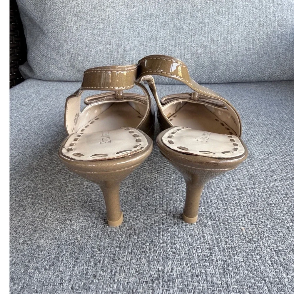 Enzo Angiolini Eakeller Slingback Pumps Womens 8.5M Tan Patent Leather Excellent - Picture 8 of 11